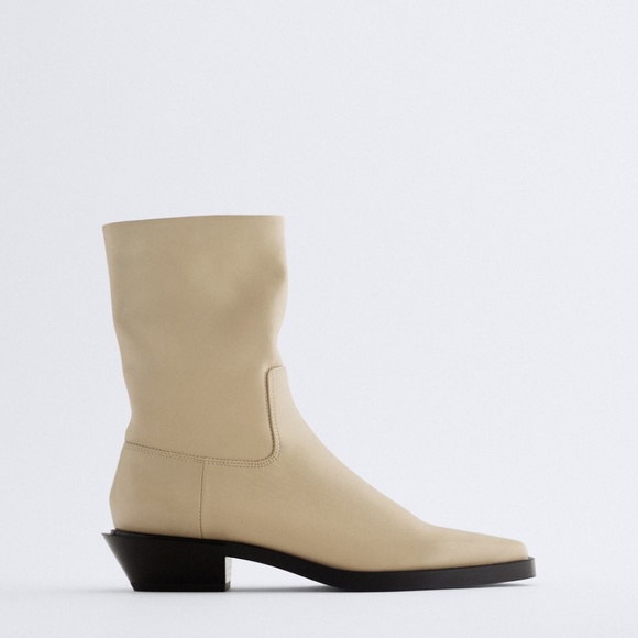 Zara Western Style Leather Ankle Boots - Picture 4 of 6